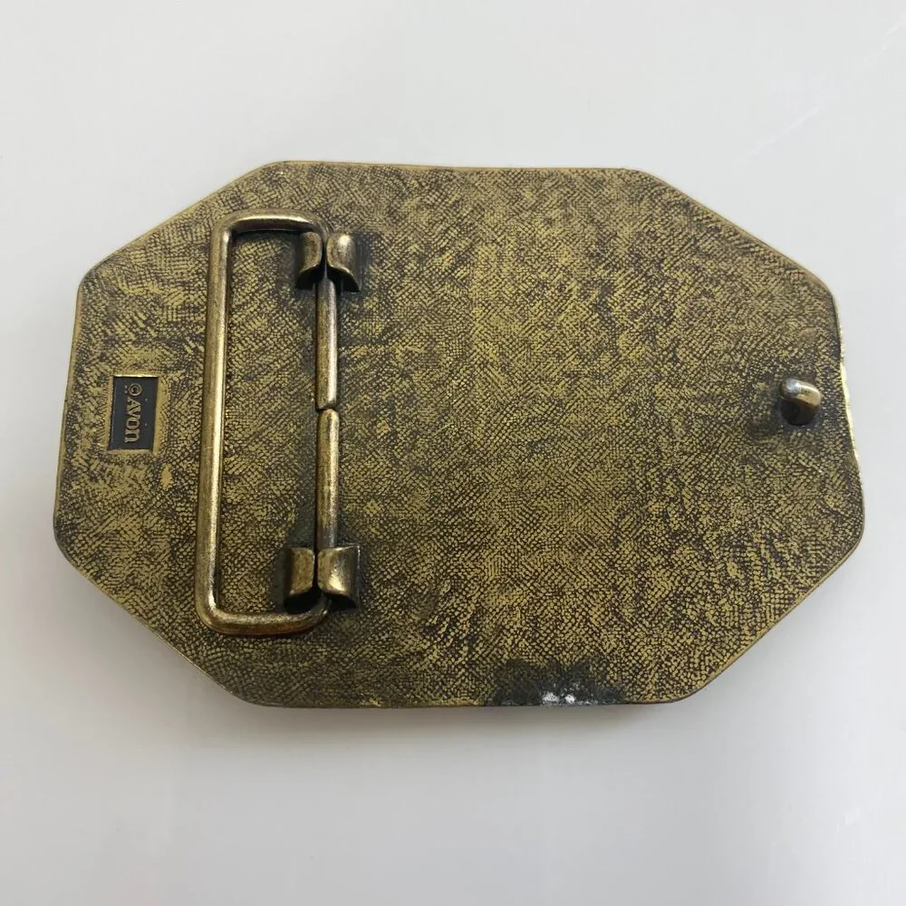 Vintage 80s Train Collectors Brass Steam Made In USA Railroad Engine Belt Buckle